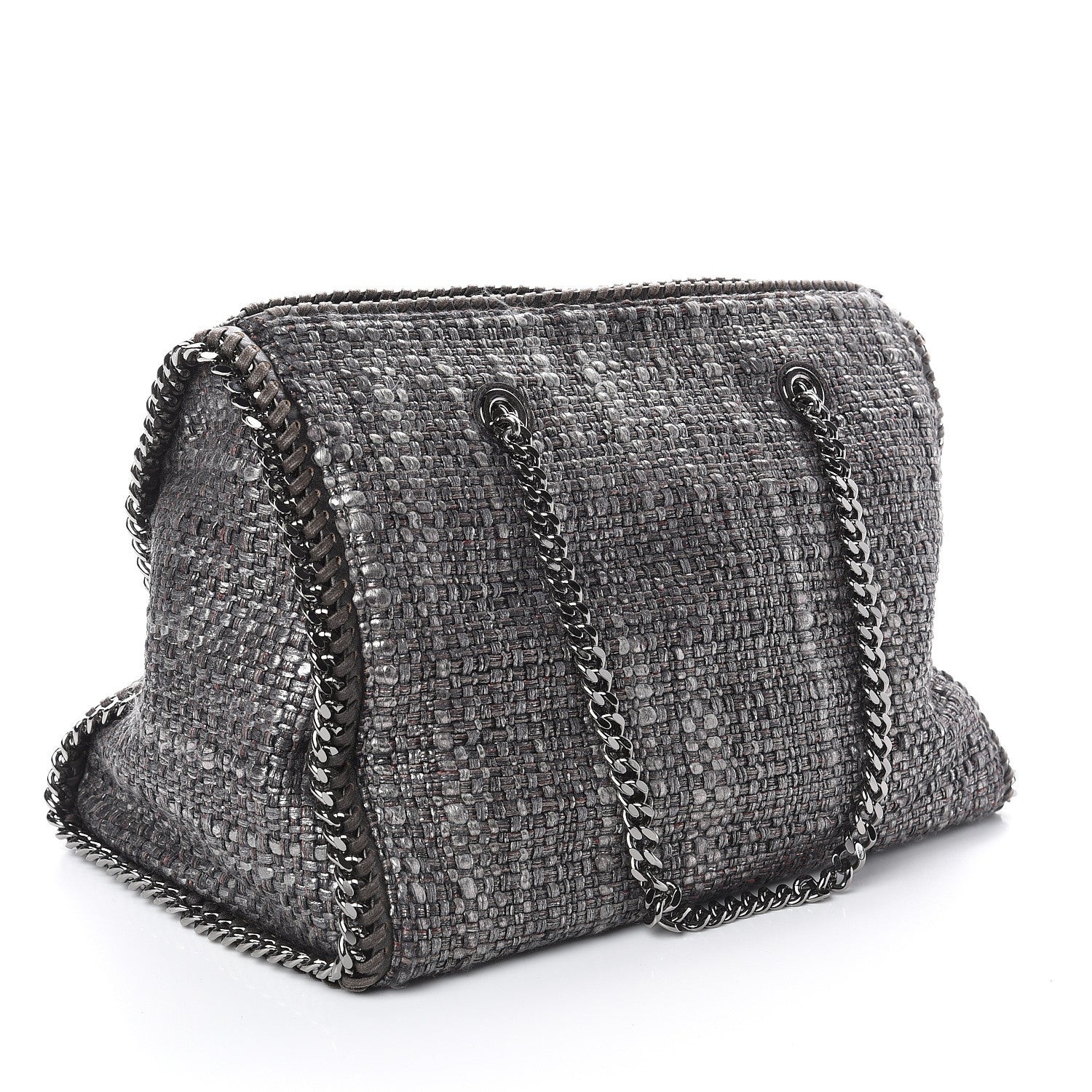 Stella McCartney Metallic Woven Boucle Boston Bag Dark Grey 2 of 8