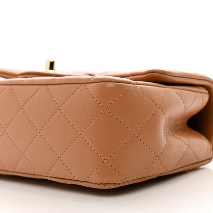 Chanel Lambskin Quilted Mini Top Handle Rectangular Flap Dark Beige 10 of 10