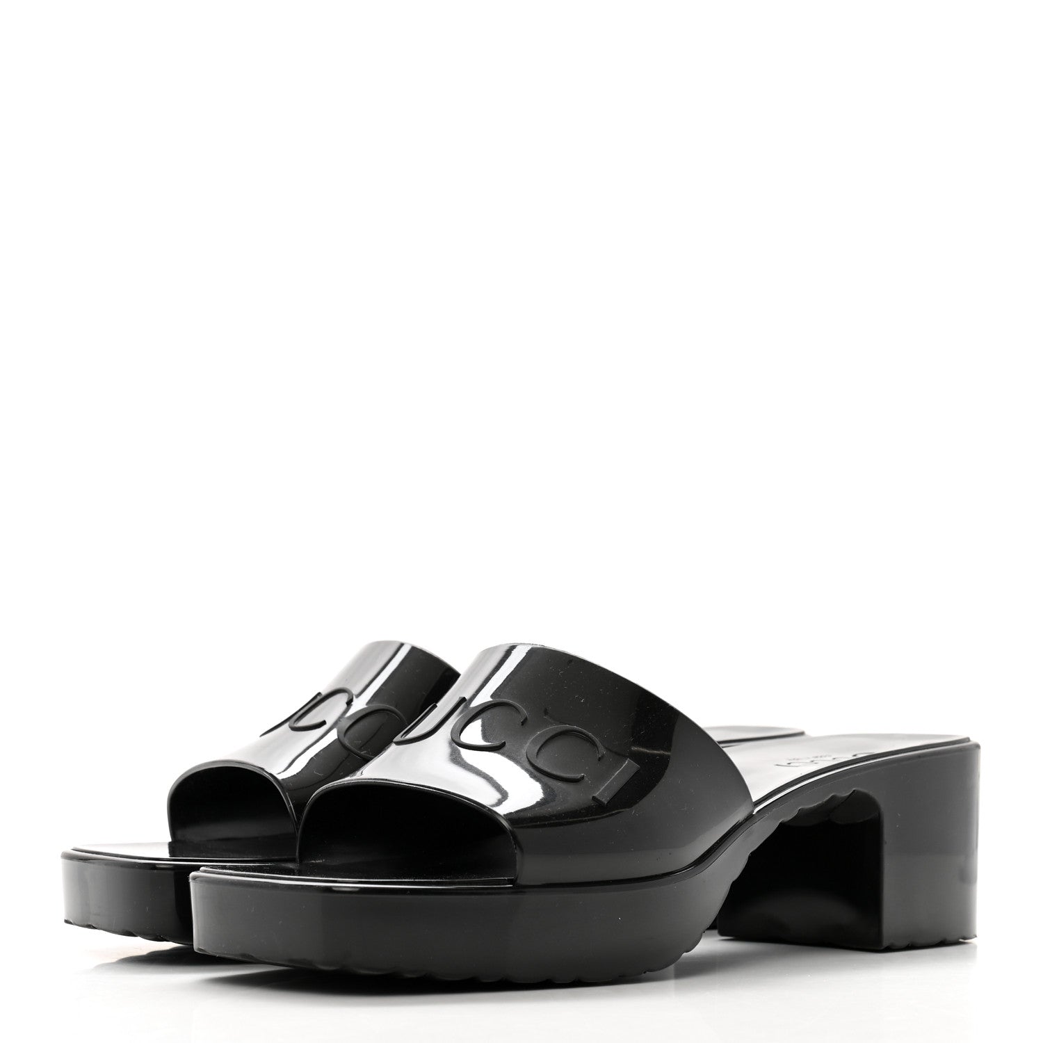 Gucci Rubber Gucci Logo Womens Platform 20/60mm Slide Sandals 38 Black 4 of 10