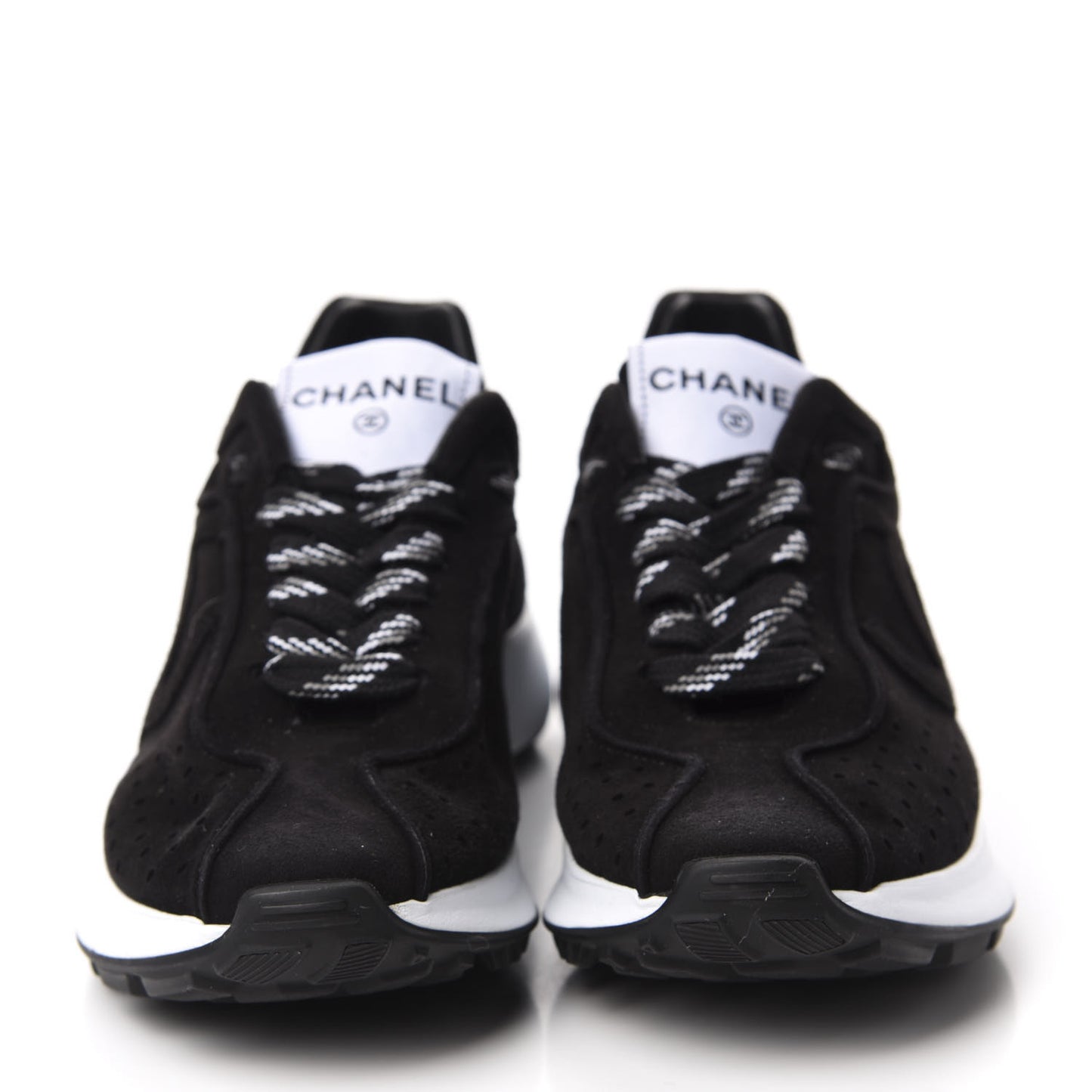 Suede Goatskin CC Sneakers 37 Black CHANEL