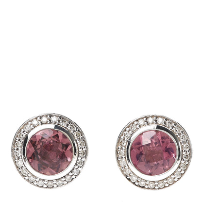 David Yurman Sterling Silver Pink Tourmaline Diamond 8mm Cerise Earrings 1 of 4