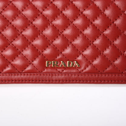 Prada Soft Calf Quilted Continental Flap Wallet Fuoco 9 of 9