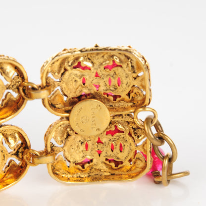 Chanel Gripoix Poured Glass CC Bracelet Red Gold 5 of 5