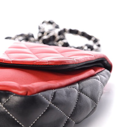 Chanel Lambskin Quilted Colorblock Jumbo Double Flap Black White Red 18 of 19