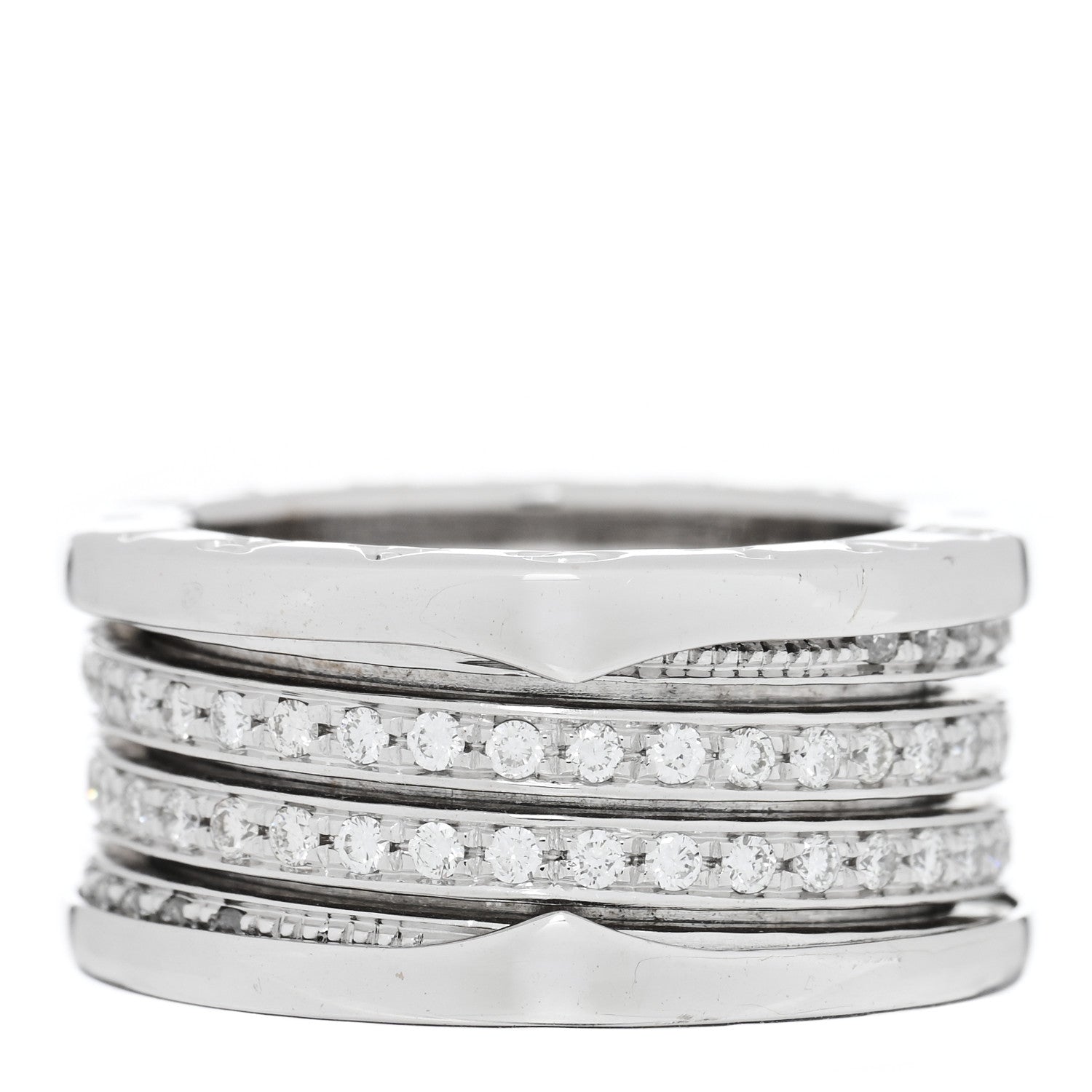 Bulgari 18K White Gold Diamond B.Zero1 Four-Band Full Pave Ring 53 6.25 3 of 5