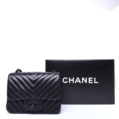 Chanel Lambskin Chevron Quilted Mini Square Flap So Black 13 of 13