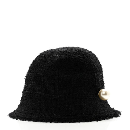 Chanel Tweed Pearl Bucket Hat 58 Black 3 of 9