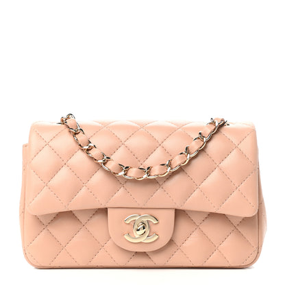 Chanel Lambskin Quilted Mini Rectangular Flap Beige 1 of 9