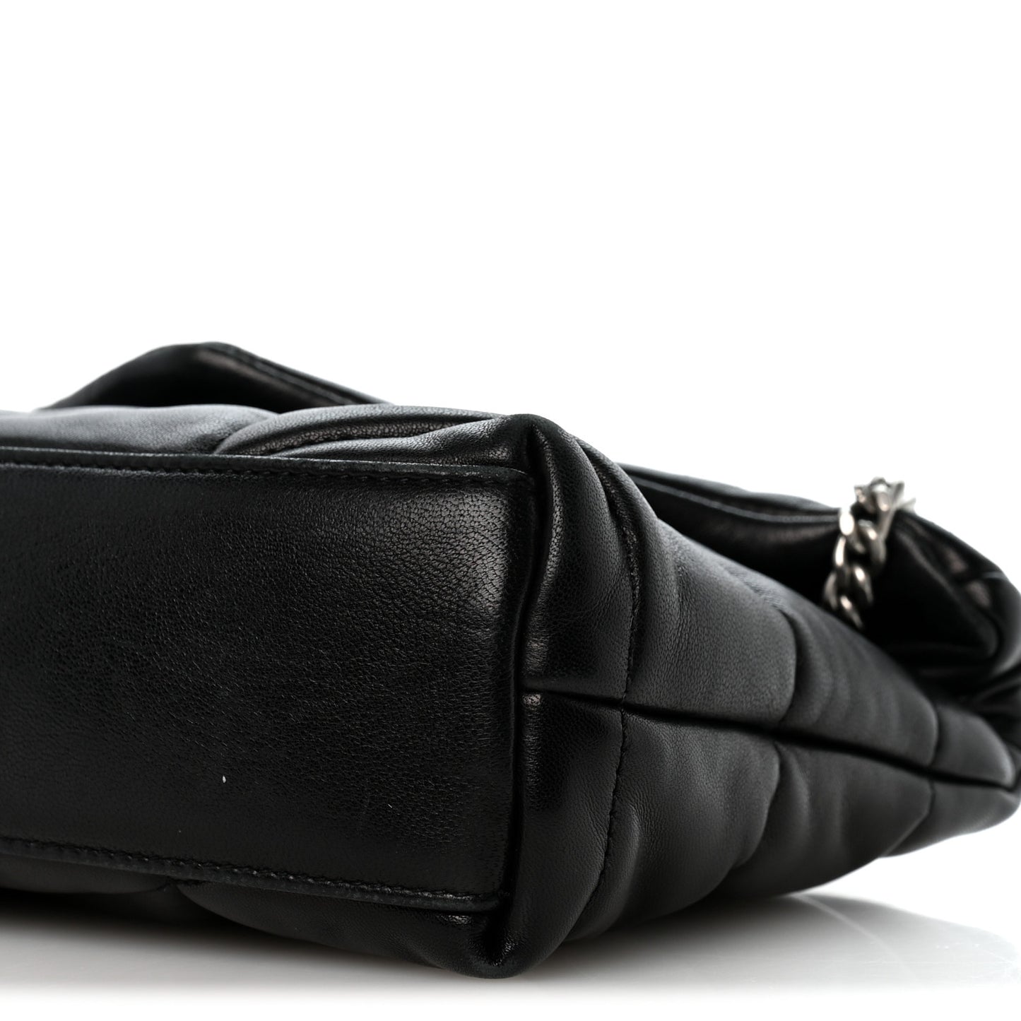 Lambskin Quilted Toy Loulou Puffer Monogram Chain Satchel Black