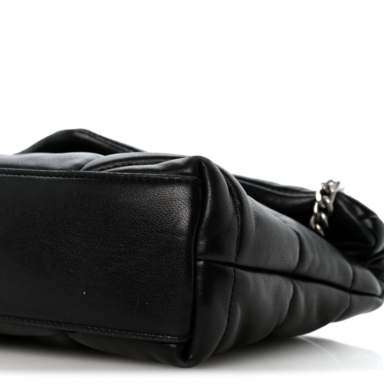 Saint Laurent Lambskin Quilted Toy Loulou Puffer Monogram Chain Satchel Black 9 of 13
