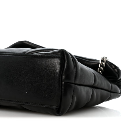 Saint Laurent Lambskin Quilted Toy Loulou Puffer Monogram Chain Satchel Black 9 of 13