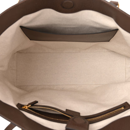 Gucci Monogram Jumbo GG Textured Dollar Calfskin Web Medium Ophidia Shopping Tote Camel Ebony 5 of 12