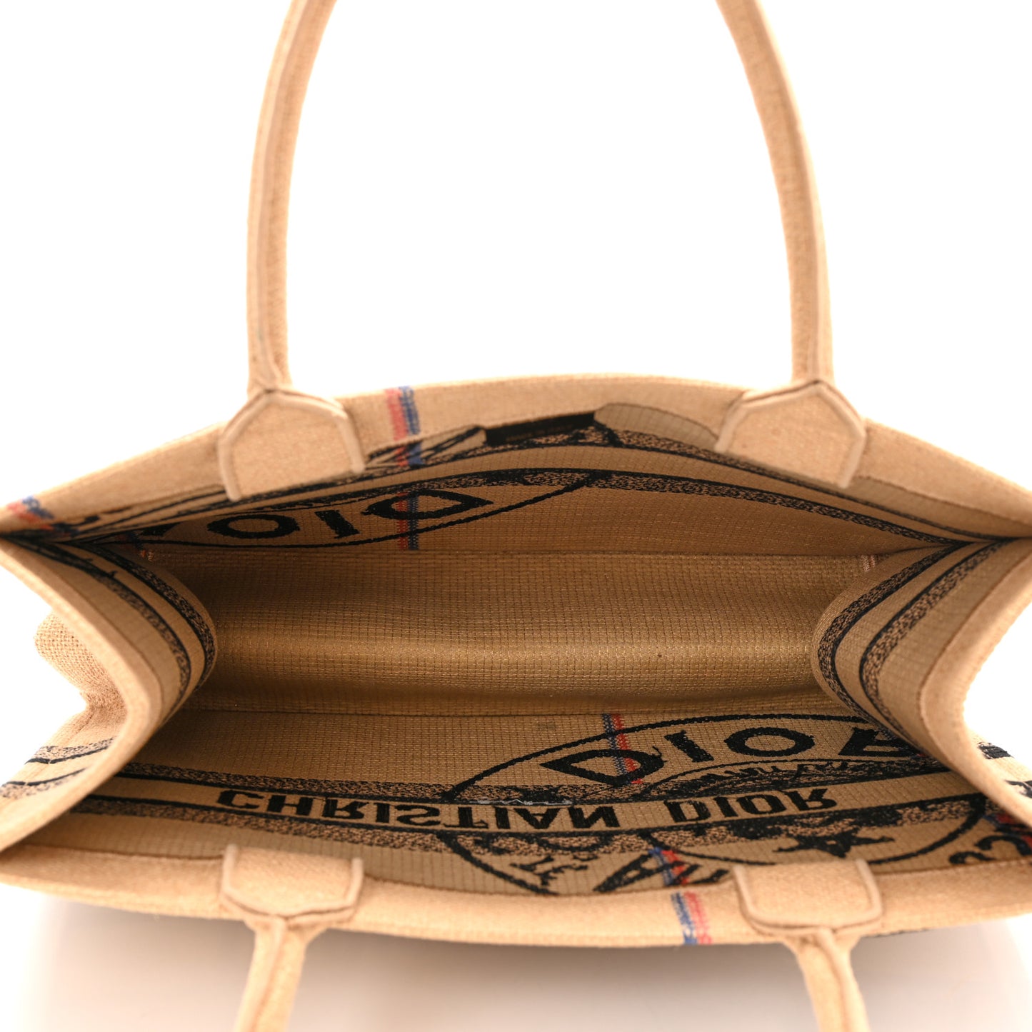 Canvas Jute Embroidered Medium Book Tote Black Beige