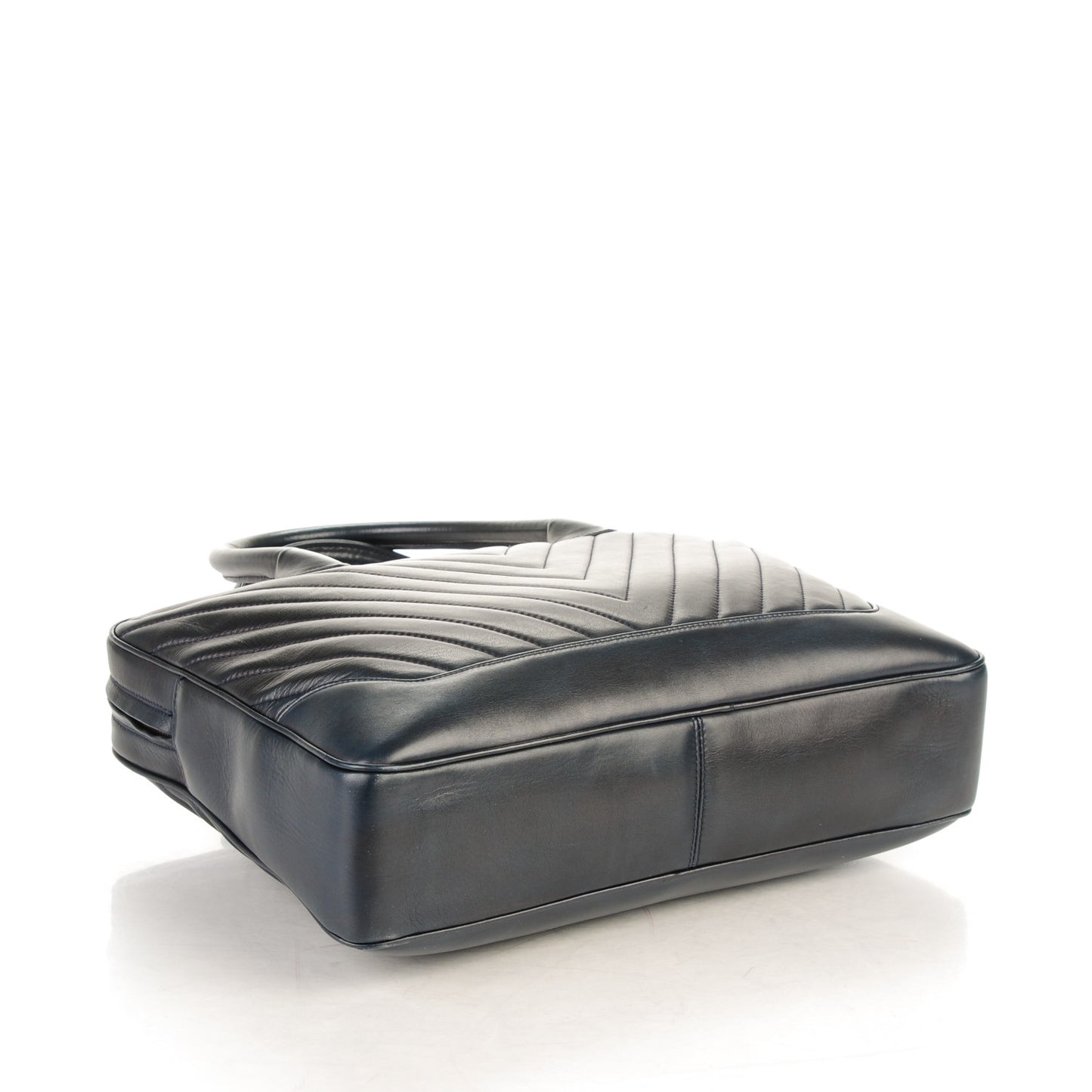 Lambskin Chevron Quilted Top Handle Bag Dark Navy