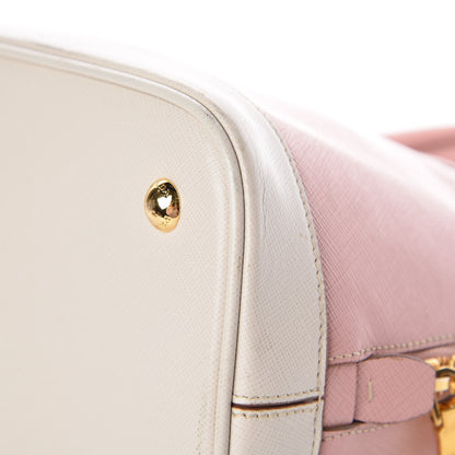 Prada Saffiano Lux Bi-Color Promenade Dome Tote Orchidea Talco 16 of 18