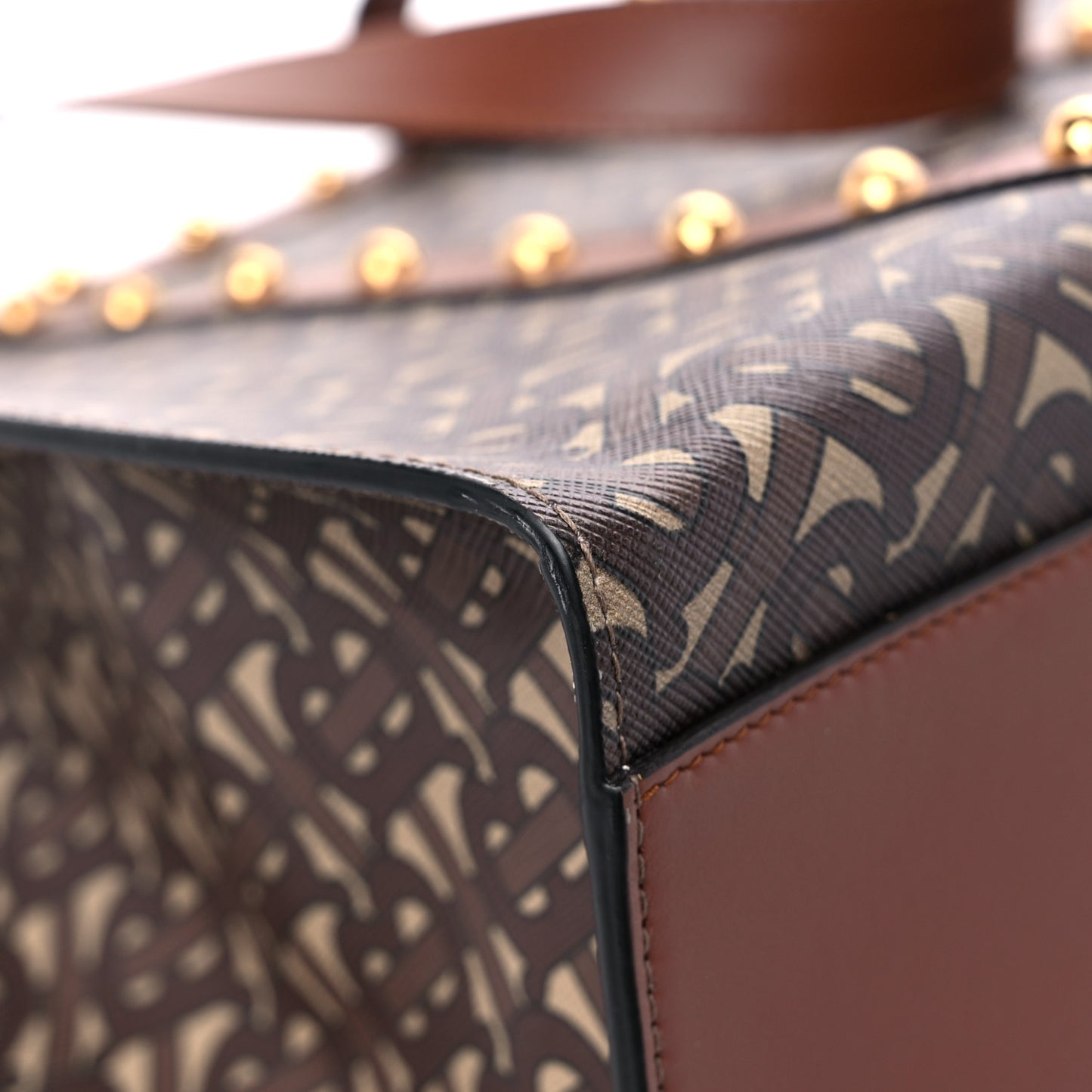 E-Canvas Monogram Studded Book Tote Bridle Brown