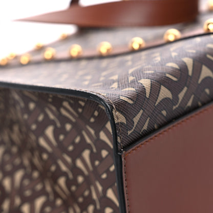 Burberry E-Canvas Monogram Studded Book Tote Bridle Brown 10 of 12