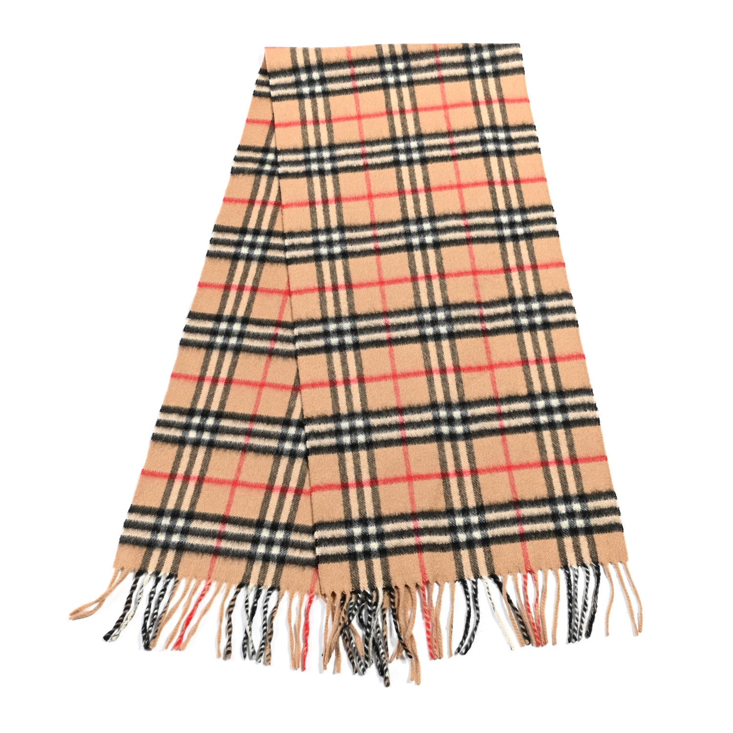 Burberry Cashmere Nova Check Fringe Scarf Camel 3 of 6
