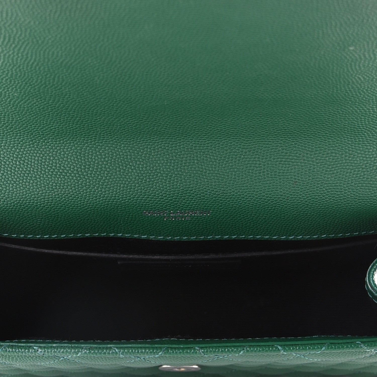 Saint Laurent Grain De Poudre Textured Mixed Matelasse Triquilt Medium Monogram Satchel Green 5 of 9