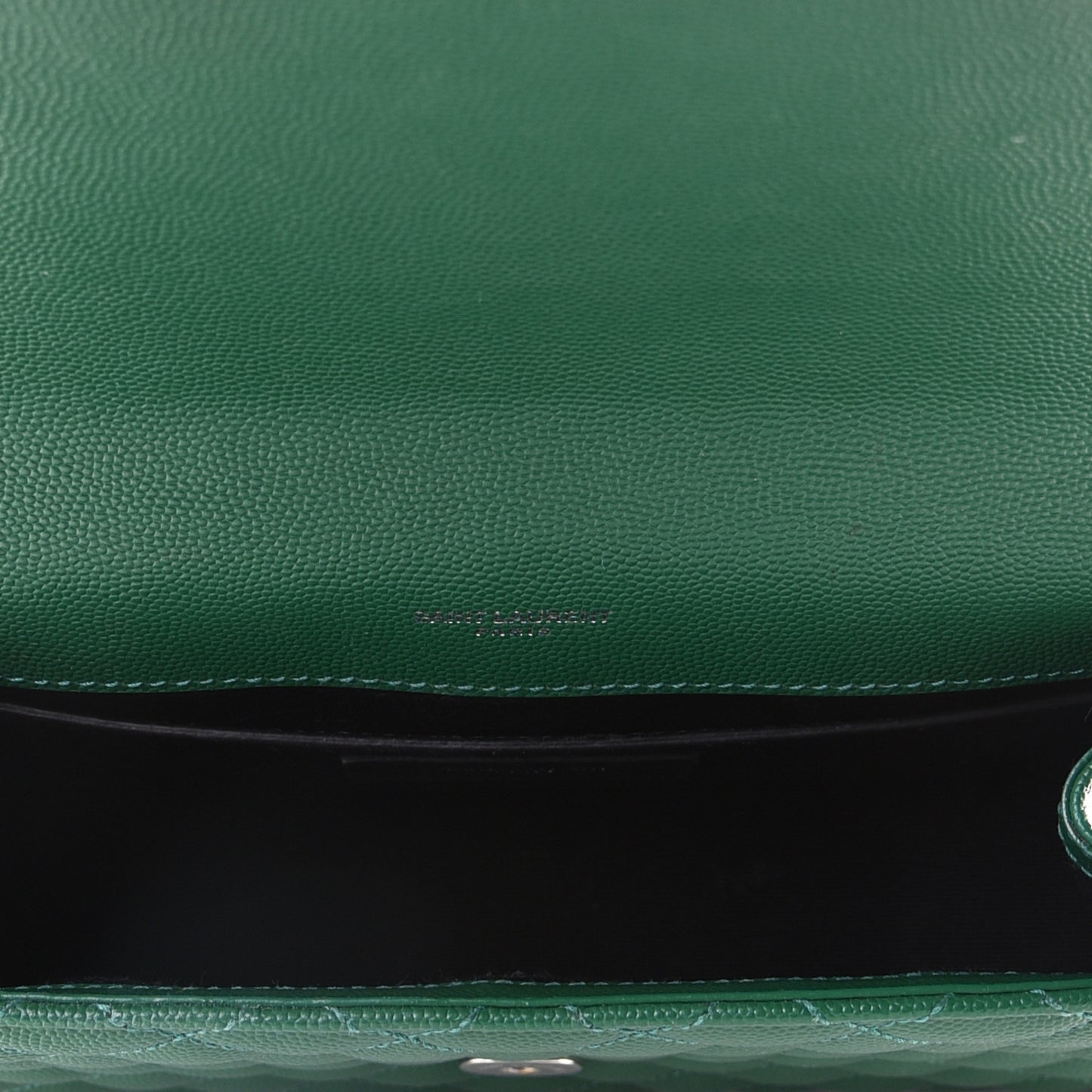 Grain De Poudre Textured Mixed Matelasse Triquilt Medium Monogram Satchel Green