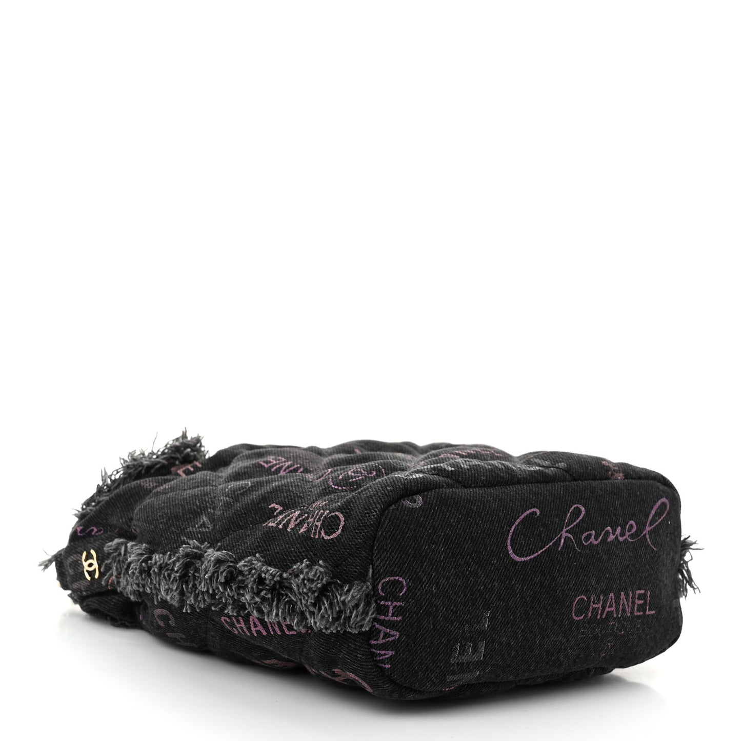Denim Quilted Mood Small Bucket With Chain Black Multicolor
