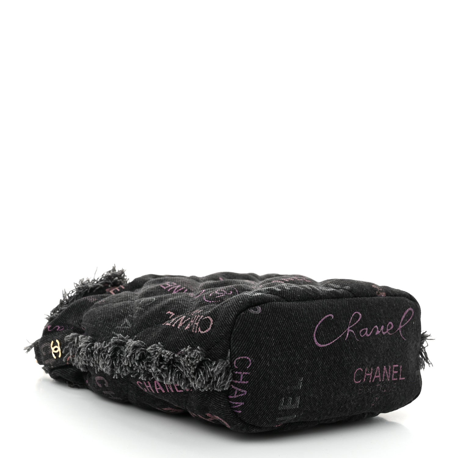 Chanel Denim Quilted Mood Small Bucket With Chain Black Multicolor 4 of 10