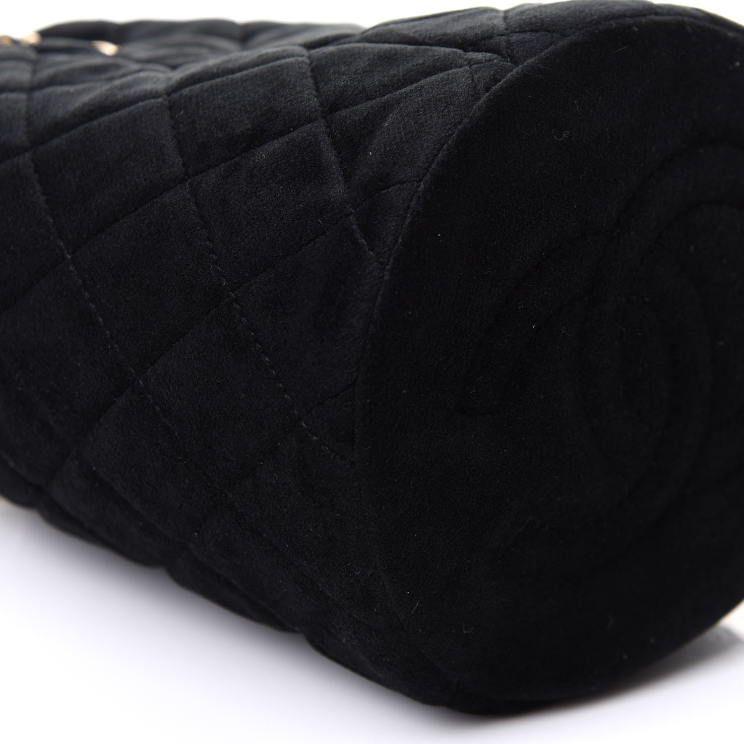 Chanel Velvet Quilted Pearl Crush Drawstring Bag Black 8 of 10