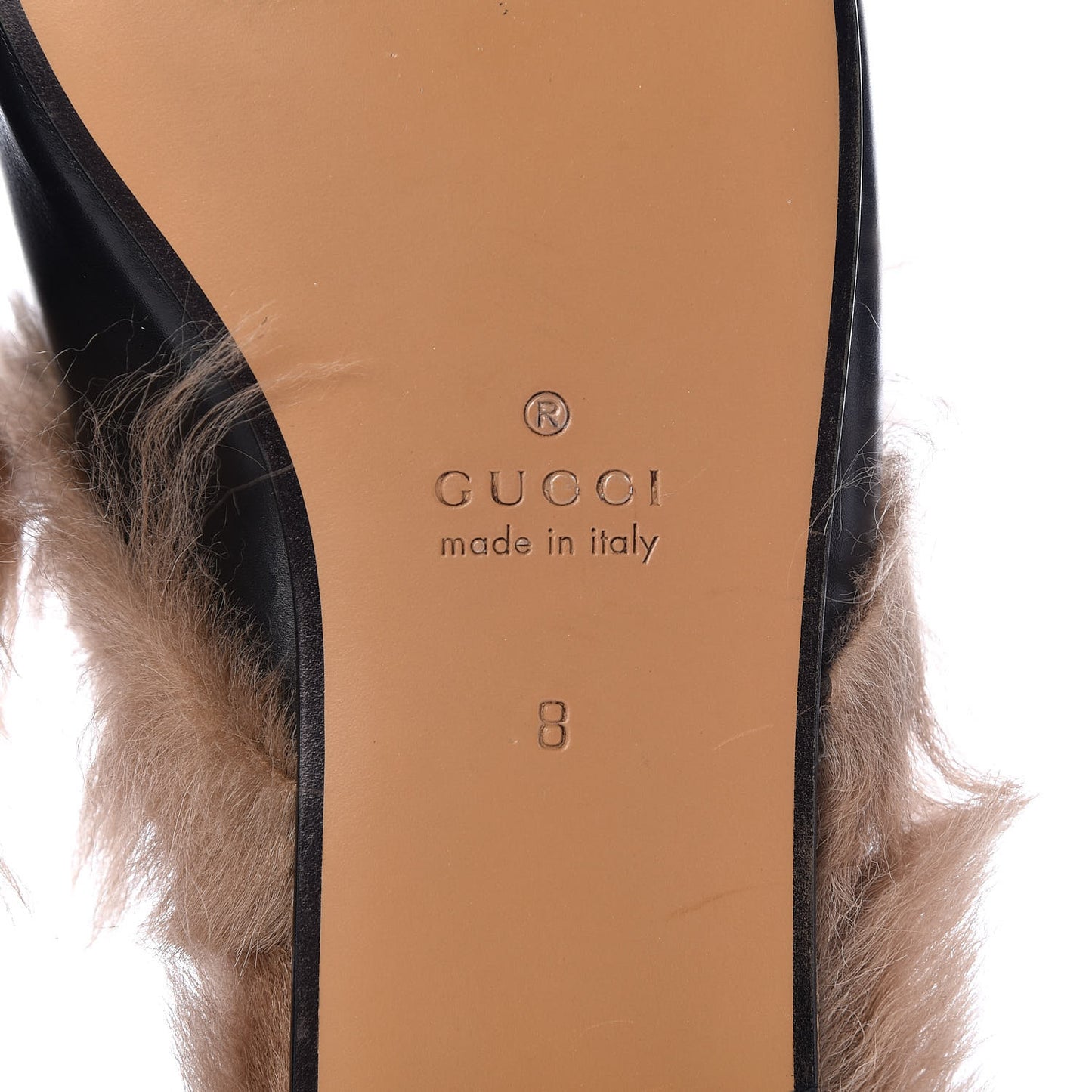 Calfskin Fur Mens Princetown Slippers 8 Black