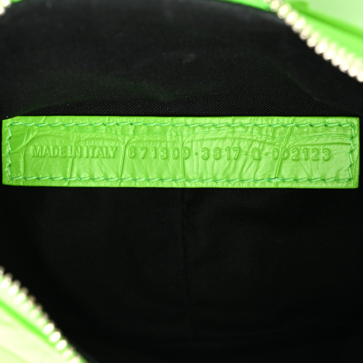 Extra Supple Calfskin Crocodile Embossed Le Cagole Shoulder Bag XS Acid Green