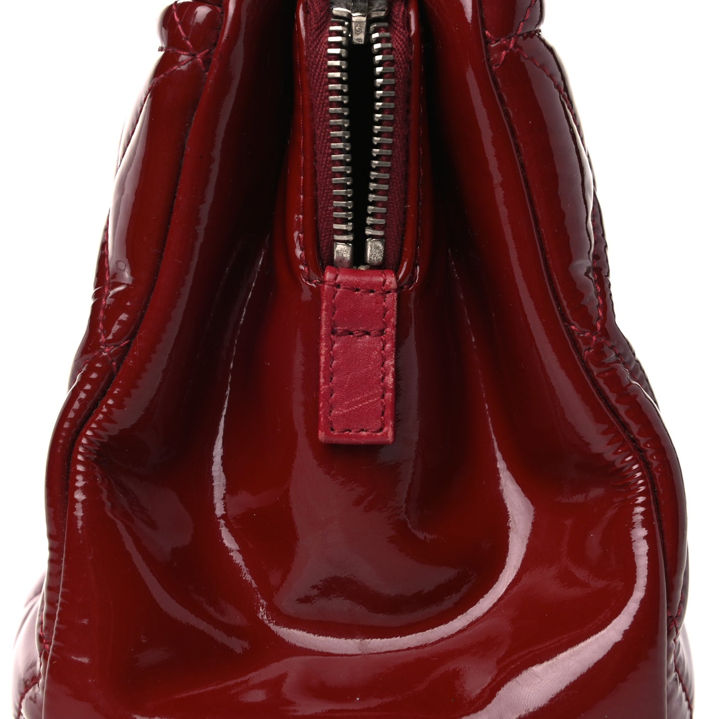 Patent Quilted Timeless CC Soft Tote Red