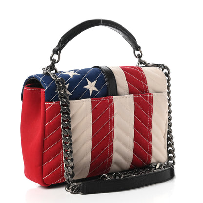 Saint Laurent Canvas Matelasse Chevron American Flag Monogram Medium College Bag Red Blue 3 of 10