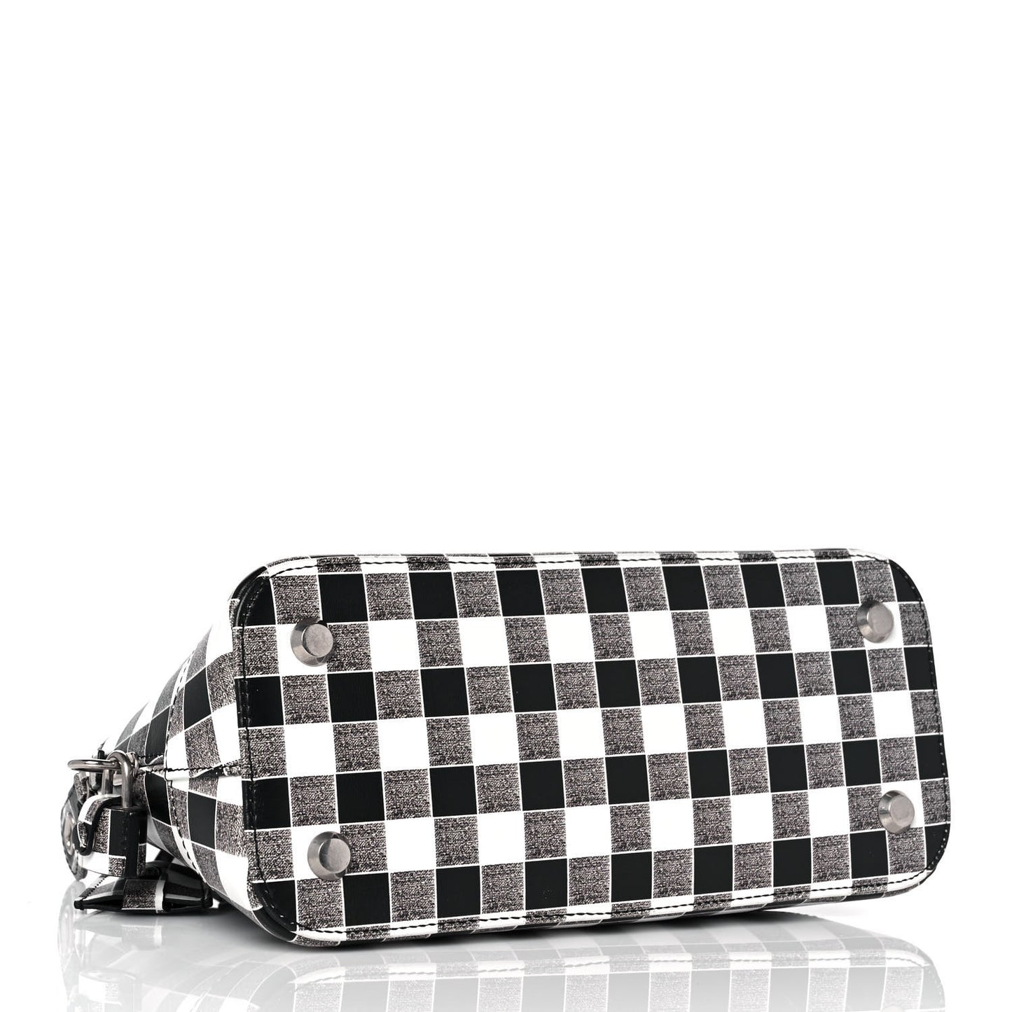 Calfskin Checked S Ville Top Handle Bag Black