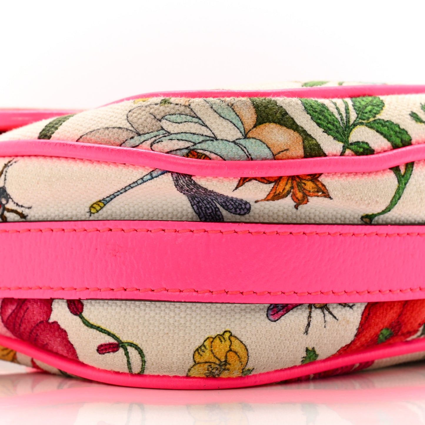 Canvas Flora Floral Shoulder Bag White Fuchsia Fluo