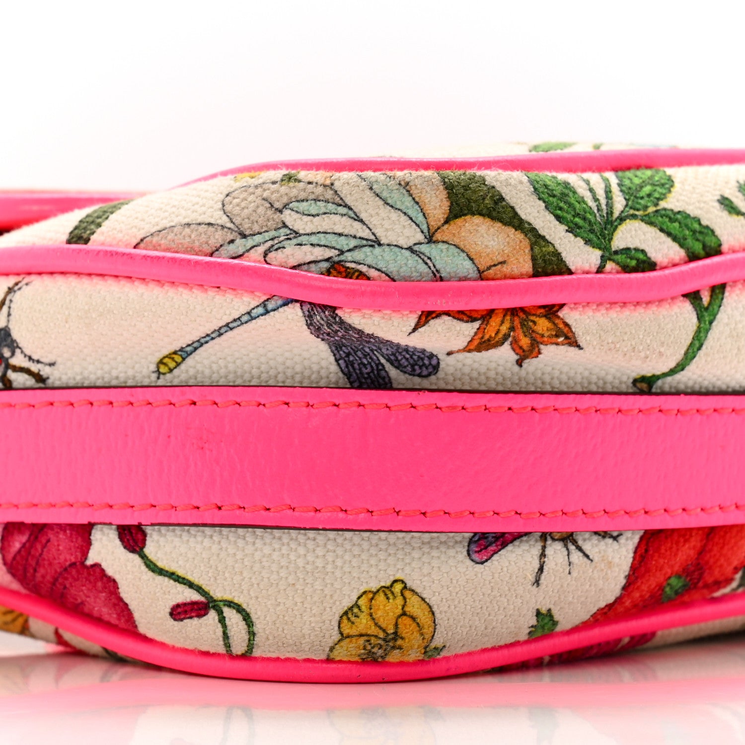 Gucci Canvas Flora Floral Shoulder Bag White Fuchsia Fluo 9 of 14