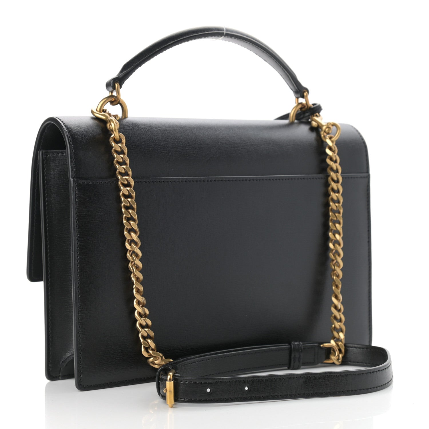 Saint Laurent Smooth Calfskin Medium Monogram Sunset Satchel Black 3 of 11