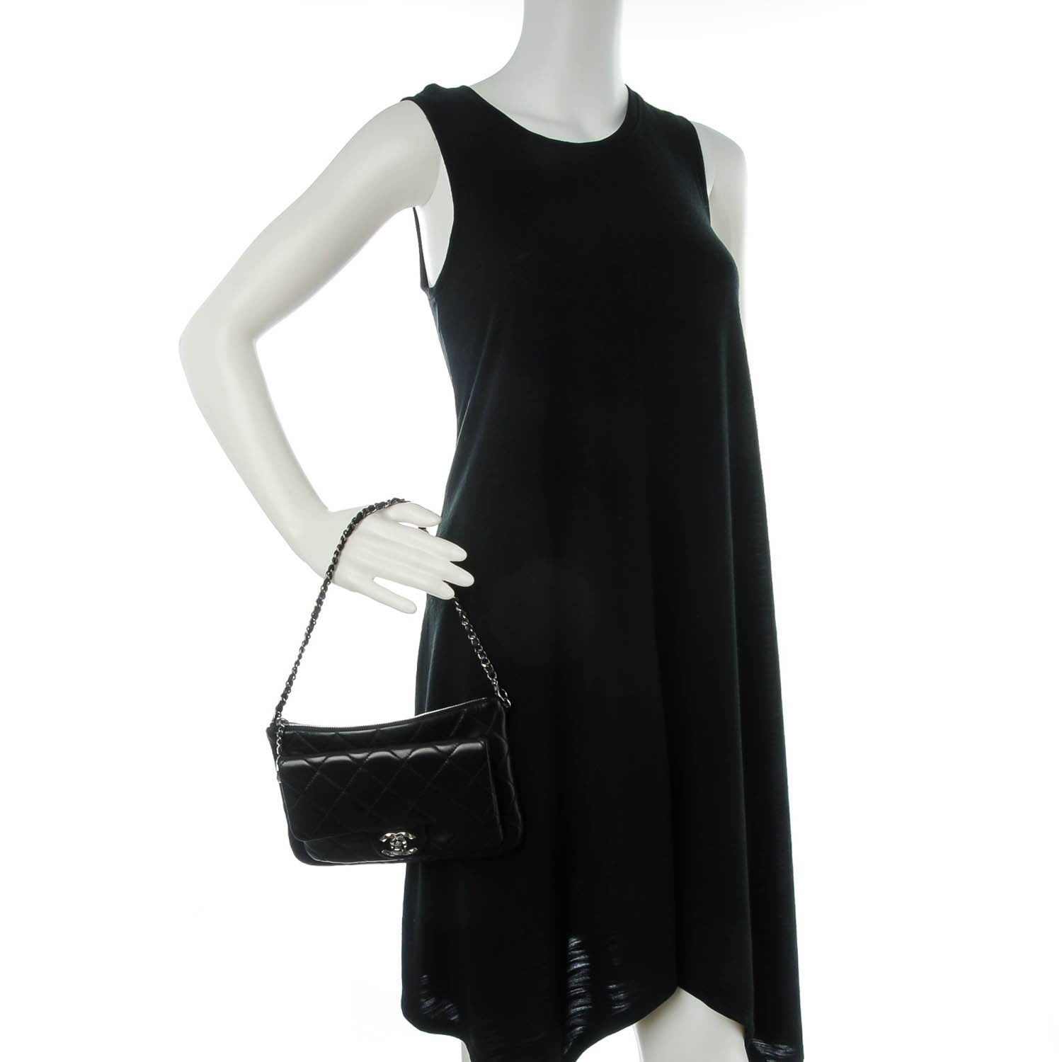 Chanel Lambskin Quilted Mineral Nights Flap Wristlet Black 2 of 7