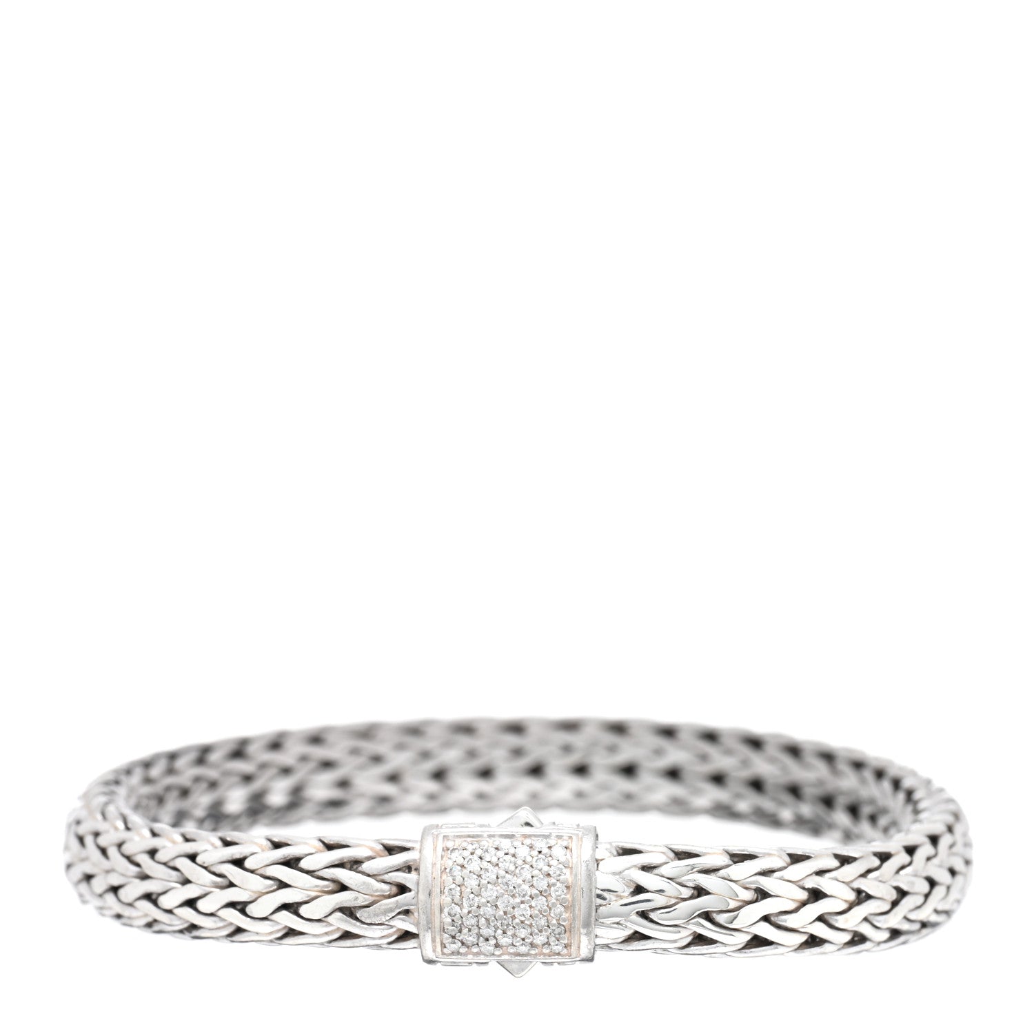 John Hardy Sterling Silver Diamond 7.5mm Classic Chain Bracelet 1 of 3