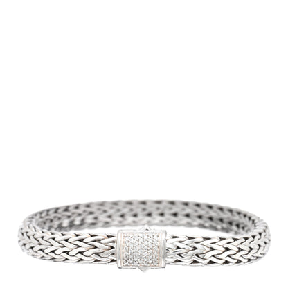 John Hardy Sterling Silver Diamond 7.5mm Classic Chain Bracelet 1 of 3
