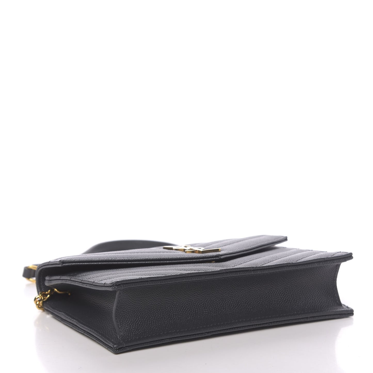 Grain De Poudre Matelasse Chevron Monogram Envelope Chain Wallet Dark Smog