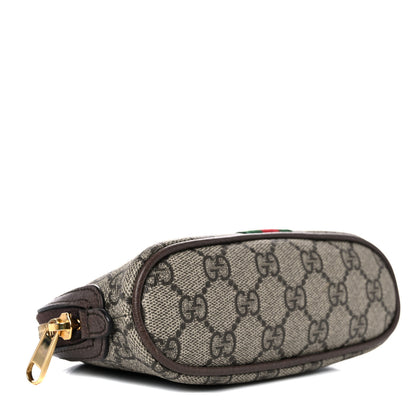 Gucci GG Supreme Monogram Textured Calfskin Web Medium Ophidia Cosmetic Case Beige Ebony New Acero 4 of 10