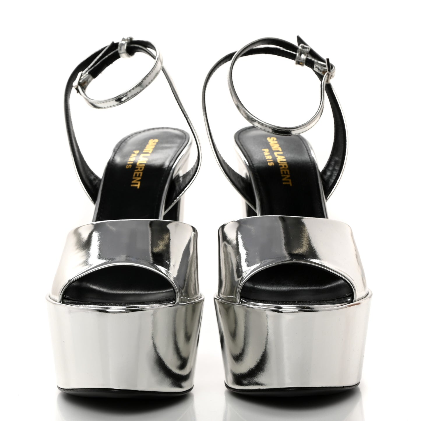 Metallic Patent Jodie 95 Platform Sandals 36 Silver