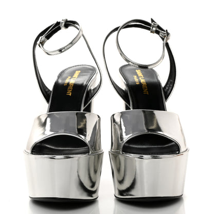 Saint Laurent Metallic Patent Jodie 95 Platform Sandals 36 Silver 2 of 9