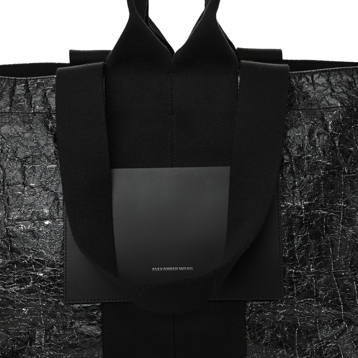 Alexander Wang Crackled Coated Canvas Extra Large AW Logo Tote Black 9 of 11