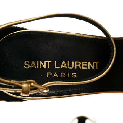 Saint Laurent Calfskin Dare 105 Open Toe Platform Sandals 36.5 Gold 5 of 9