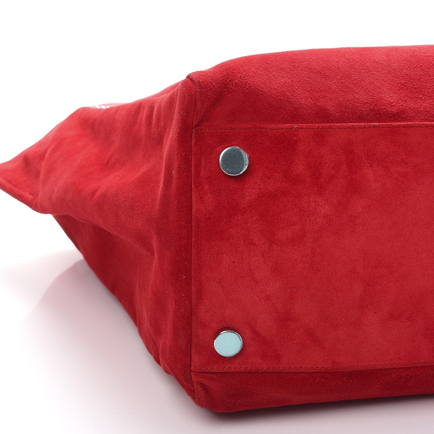 Calfskin Suede Stud Reversible Shopper Tote Red