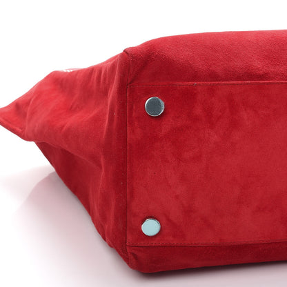 Saint Laurent Calfskin Suede Stud Reversible Shopper Tote Red 17 of 19