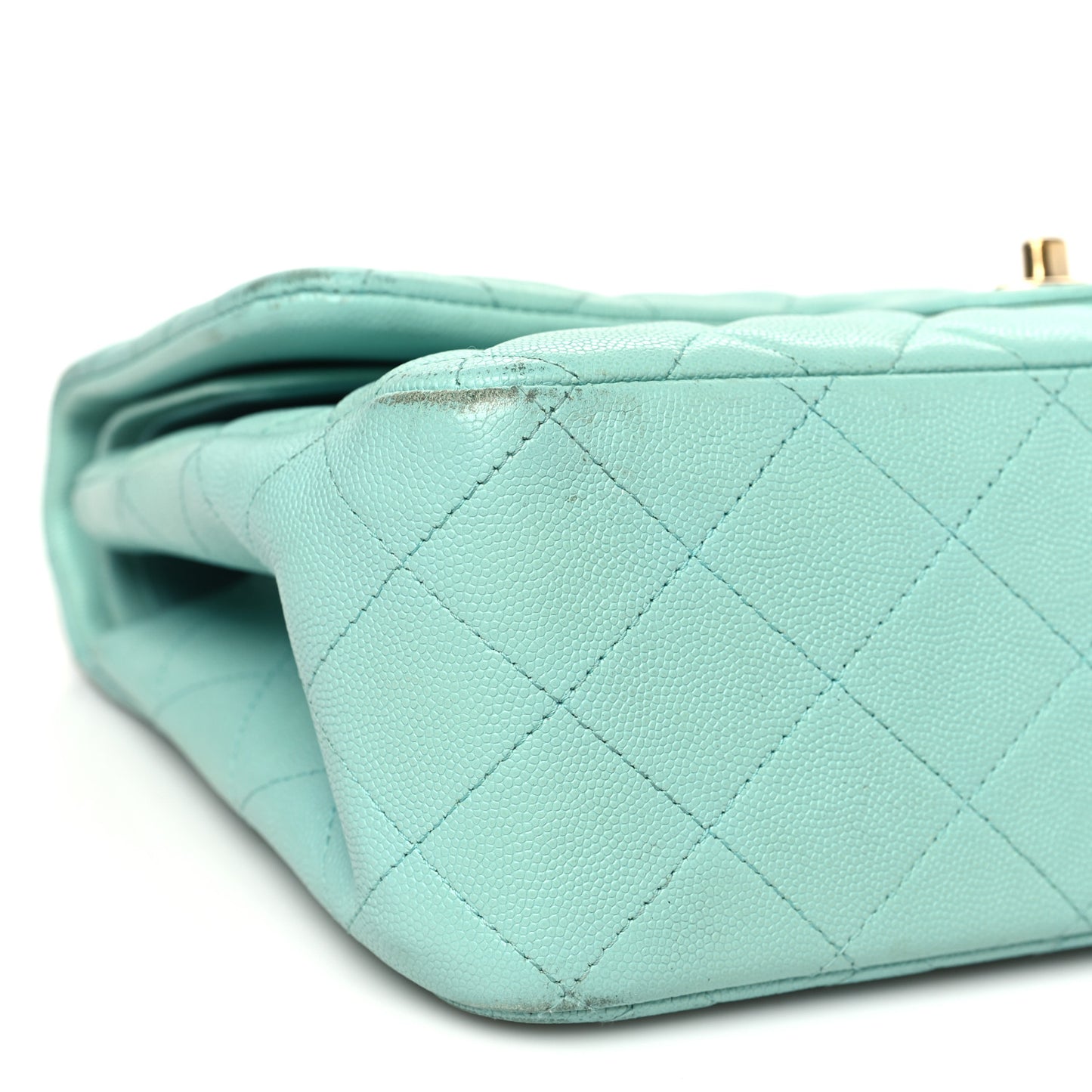 Caviar Quilted Jumbo Double Flap Light Green