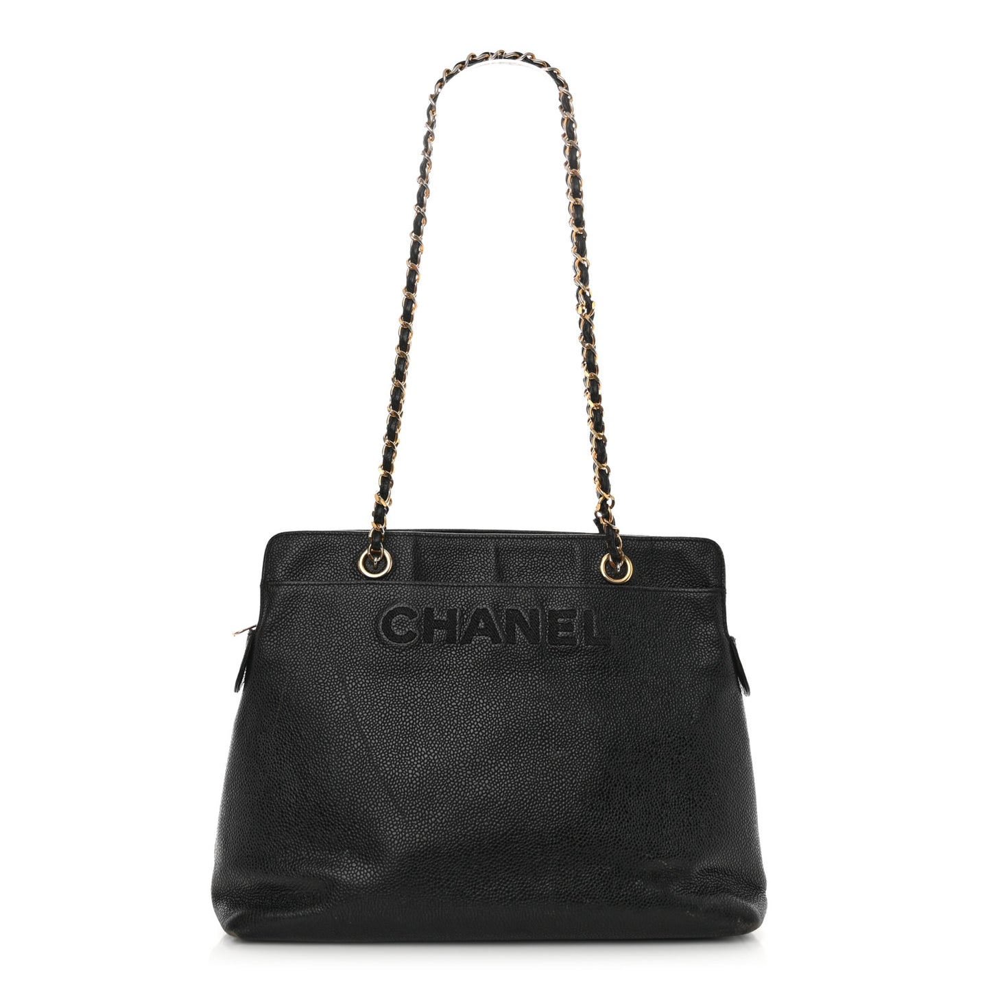 Caviar Logo Shoulder Bag Black