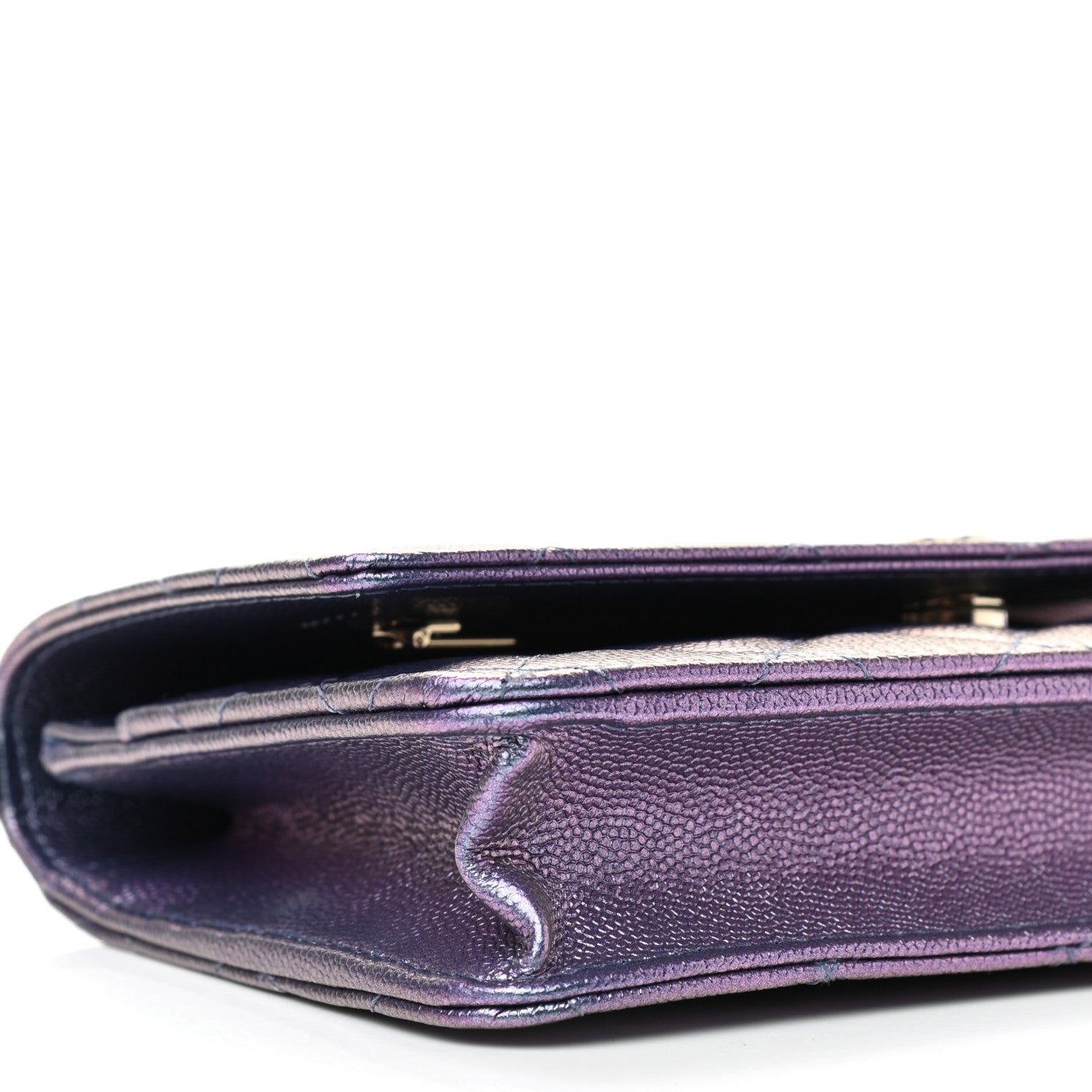 Chanel Iridescent Caviar Quilted Wallet On Chain WOC Dark Blue 9 of 10