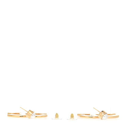 Chanel Mirror Pearl CC Drop Earrings Gold Pink 4 of 6